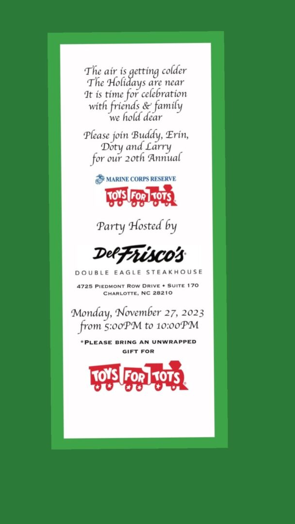 Holiday party invitation with festive decorations and details.